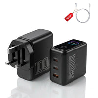 100W GaN Charger with US, EU & UK Plug Options